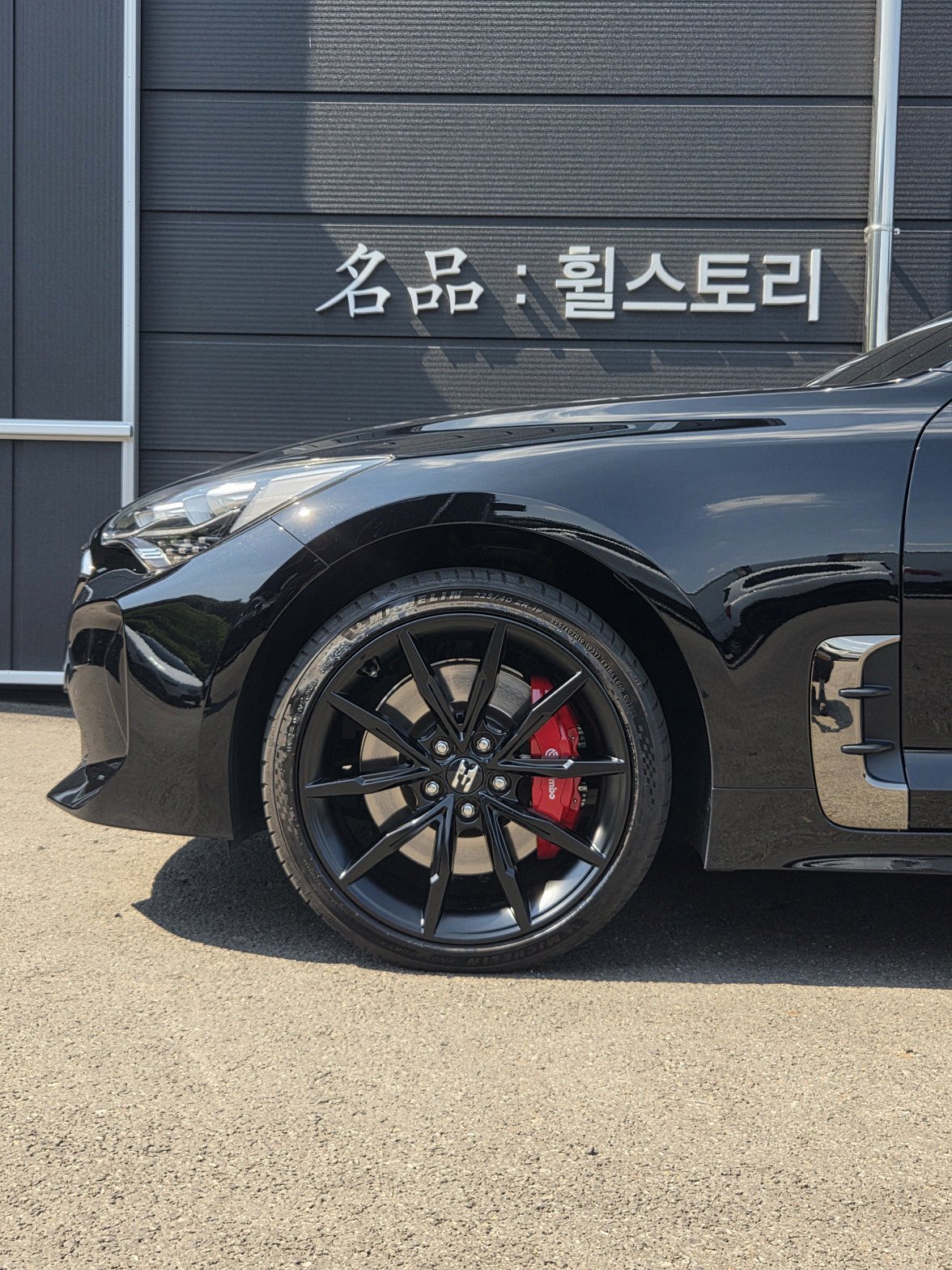 수원 스팅어 휠기스복원 휠도색 블랙반무광 시공 6번 — 명품휠스토리 동탄오산점