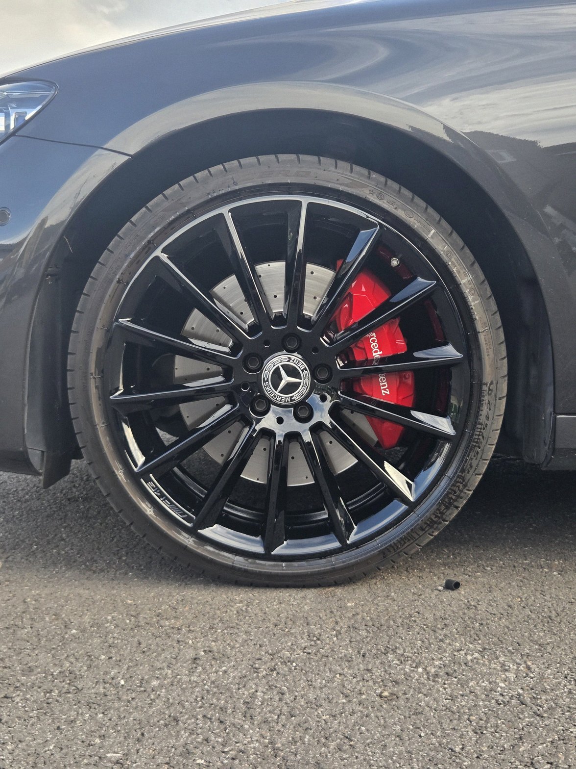 오산 벤츠E350 휠복원도색 캘리퍼도색 블랙유광 레드캘리퍼 시공 9번 — 명품휠스토리 동탄오산점